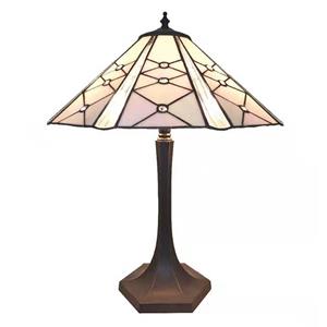 Clayre & Eef Lumilamp Tiffany Tafellamp Ø 42*54 Cm Roze Glas Zink Tiffany Bureaulamp Tiffany Lampen Glas In Lood Roze Tiffany