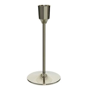 Decoris Luxe Diner Kaarsen Staande Kandelaar Aluminium Kleur Zilver 15 Cm - Kaars Kandelaars