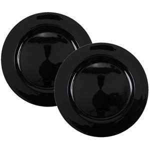 Set Van 2x Stuks Diner Onderborden Rond Zwart Glimmend 33 Cm - Kaarsenplateaus