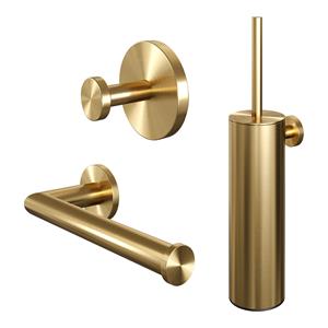 Brauer Gold Edition toilet accessoires set 3-in-1 geborsteld goud PVD