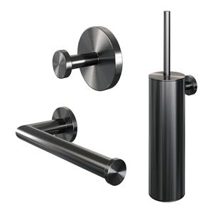 Brauer Gunmetal Edition toilet accessoires set 3-in-1 geborsteld gunmetal PVD