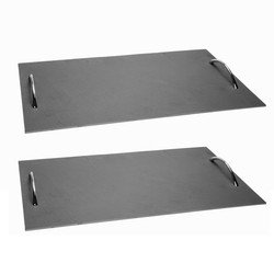 Cosy & Trendy 2x stuks leisteen serveerplanken met handvaten 50 x 30 cm - Serveerbladen/dienbladen van leisteen