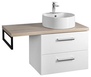 Aqualine Vega 97.5cm badkamermeubel met witte ronde waskom rechts wit