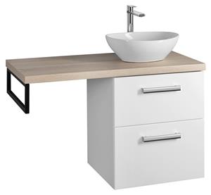 Aqualine Vega 97.5cm badkamermeubel met ovale waskom rechts wit