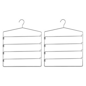 5Five Set Van 2x Stuks Metalen Kledinghanger/broekhanger Voor 4 Broeken 37 X 48 Cm - Kledinghangers