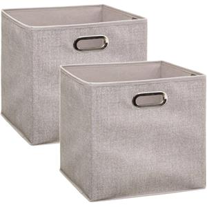 5Five Set Van 2x Stuks Opbergmand/kastmand 29 Liter Beige Linnen 31 X 31 X 31 Cm - Opbergmanden