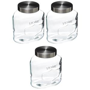 5Five 3x Stuks Voorraadbussen/voorraadpotten 1l Glas Met Rvs Deksel - Voorraadpot