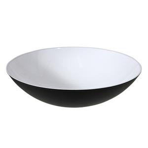 Bellatio Kunststof Decoratie Schaal Wit/zwart Rond D28 Cm - Kaarsenplateaus