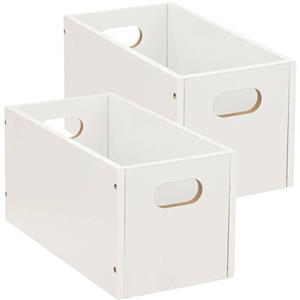 5Five Set Van 2x Stuks Opbergmand/kastmand 7 Liter Wit Van Hout 31 X 15 X 15 Cm - Opbergmanden