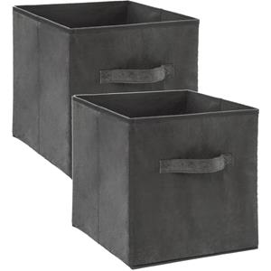 5Five Set Van 2x Stuks Opbergmand/kastmand 29 Liter Donkergrijs Polyester 31 X 31 X 31 Cm - Opbergmanden