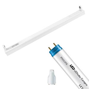 BES LED Led Tl Armatuur Met T8 Buis - Aigi Dybolo - 60cm Enkel - Philips - Corepro Ledtube Em 865 - 8w - Helder/koud Wit 6500k