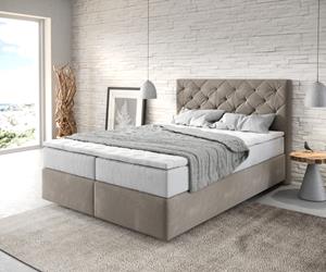 DELIFE Boxspringbett Dream-Great 140x200 cm Mikrofaser Beige mit TFK Matratze und Visco Topper