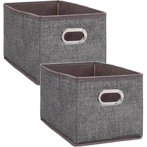 5Five Set Van 2x Stuks Opbergmand/kastmand 7 Liter Bruin Linnen 31 X 15 X 15 Cm - Opbergmanden