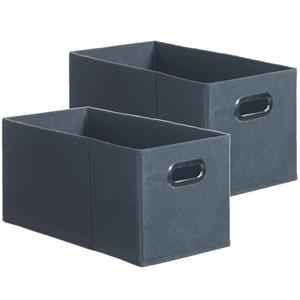 5Five Set Van 2x Stuks Opbergmand/kastmand 7 Liter Grijsblauw Linnen 31 X 15 X 15 Cm - Opbergmanden