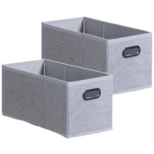 5Five Set Van 2x Stuks Opbergmand/kastmand 7 Liter Lichtgrijs Linnen 31 X 15 X 15 Cm - Opbergmanden