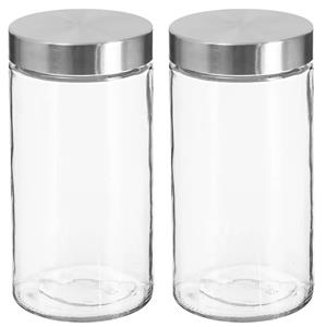 Secret de Gourmet 2x Stuks Voorraadbussen/voorraadpotten 1,7l Glas Met Rvs Deksel - Voorraadpot