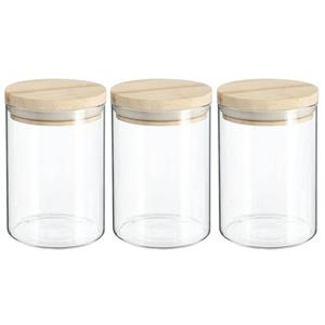 Secret de Gourmet 3x Stuks Voorraadbussen/voorraadpotten 0,6l Glas Met Houten Deksel - Voorraadpot