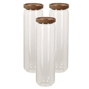 Excellent Houseware Set Van 3x Stuks Glazen Luxe Keuken Voorraadpot/voorraadbus 1500 Ml - Voorraadpot