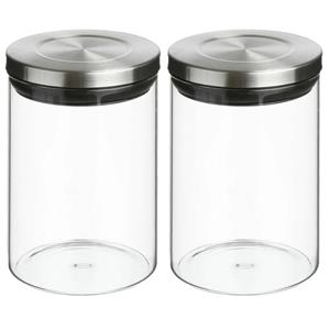 Secret de Gourmet 2x Stuks Voorraadbussen/voorraadpotten 0,6l Glas Met Rvs Deksel - Voorraadpot