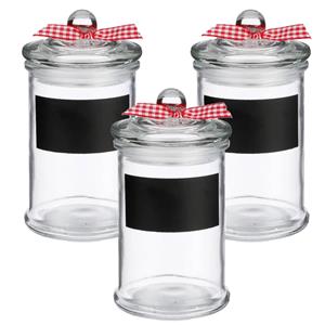 Secret de Gourmet 3x Stuks Snoeppotten/voorraadpotten 0,35l Glas Met Deksel En Krijtvlak - Voorraadpot