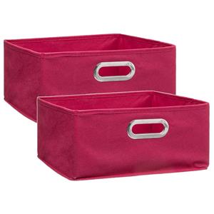 5Five Set Van 2x Stuks Opbergmand/kastmand 14 Liter Framboos Roze Linnen 31 X 31 X 15 Cm - Opbergmanden