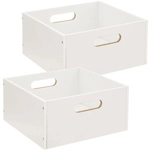 5Five Set Van 2x Stuks Opbergmand/kastmand 14 Liter Wit Van Hout 31 X 31 X 15 Cm - Opbergmanden