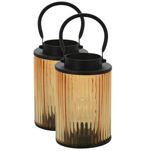 2x Stuks Metalen Led Lantaarns/windlichten Warm Wit Licht 12,5 X 12,5 X 16,5 Cm antaarns