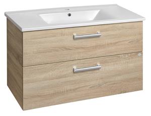 Aqualine Vega badkamermeubel met keramische wastafel 100cm eiken