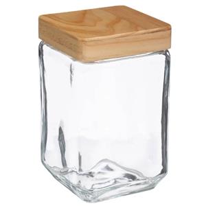 5Five Voorraadbus/voorraadpot 1,25l Glas Met Houten Deksel - Voorraadpot