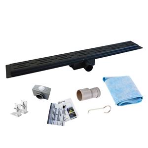 Saniclear Nero complete zwarte douchegoot 100cm met flens RVS!