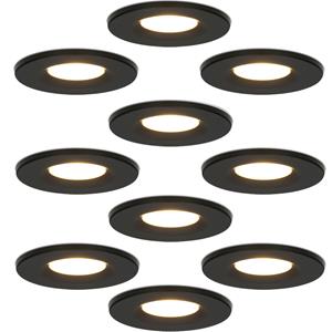 HOFTRONIC™ Set van 10 Inbouwspots - Dimbaar - 6 Watt - 2700K Warm wit licht - IP65 waterdicht - Plafondspot Zwart - Venezia