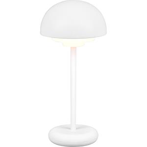 BES LED LED Tafellamp met Opbaadbare Batterijen - Trion Berna - 2W - Warm Wit 3000K - Spatwaterdicht IP44 - Dimbaar - Rond - Mat Wit - Kunststof