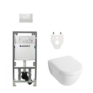 Villeroy & Boch Subway 2.0 DirectFlush toiletset met luxe Saniclass zitting, Geberit reservoir en bedieningsplaat softclose wit 0701131/0700518/ga26028/SW729014/SW729113