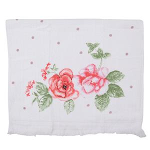 Clayre & Eef Gastendoekje 40x66 Cm Wit Roze Katoen Rechthoek Bloemen Toilet Handdoek Kleine Handdoek Gastendoek Wit