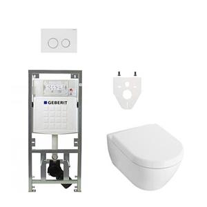 Villeroy & Boch Subway 2.0 DirectFlush toiletset met Geberit reservoir en Saniclass zitting met softclose Sigma20 wit bedieningsplaat 0701131/ga26028/sw53743/SW729014/SW729113