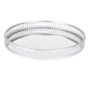 Excellent Houseware Ronde kaarsenbord / kaarsplateau zilver spiegelbodem D25 cm -