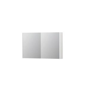 INK SPK1 Spiegelkast - 100x14x60cm - 2 deuren - dubbelzijdige Spiegel - schakelaar en stopcontact - MDF lak wit hoogglans 1110656