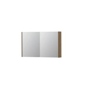 INK SPK1 Spiegelkast - 100x14x60cm - 2 deuren - dubbelzijdige Spiegel - schakelaar en stopcontact - MDF Fineer Ash grey 1110672