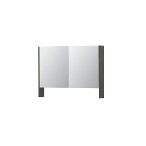 INK SPK3 Spiegelkast - 100x14x74cm - 2 deuren - dubbelzijdige Spiegel - open planchet - schakelaar en stopcontact - MDF lak Mat beton groen 1110225