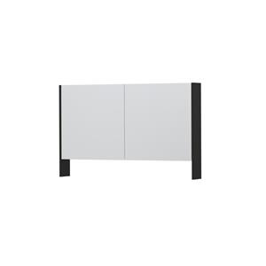 INK SPK3 Spiegelkast - 120x14x74cm - 2 deuren - dubbelzijdige Spiegel - open planchet - schakelaar en stopcontact - MDF lak zwart mat 1110255