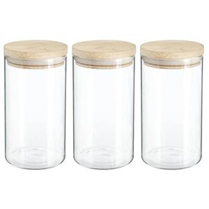 Secret de Gourmet 3x Stuks Voorraadbussen/voorraadpotten 1l Glas Met Houten Deksel - Voorraadpot