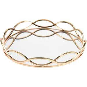 Rond Kaarsenbord/kaarsen Plateau Goud Met Spiegelbodem D23 X H4 Cm - Kaarsenplateaus