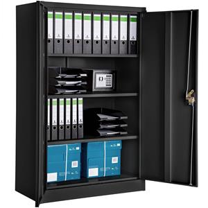 Tectake - Aktenschrank mit 4 Böden 140x90x40cm - Büroschrank, Rolladenschrank, Hängeregisterschrank - schwarz