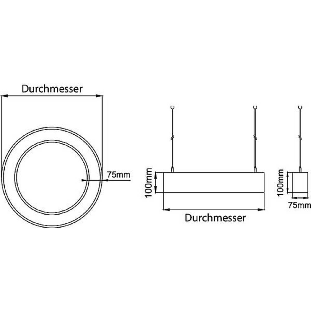 BRUMBERG Biro Cirkel Ring10 direct 45cm aan/uit zilver 3000 K