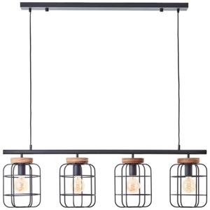 Brilliant Lampe Gwen Pendelleuchte 4flg schwarz stahl/holz Aluminium schwarz 4x A60, E27, 40 W - schwarz
