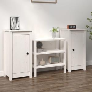 VidaXL Dressoirs 2 st 40x35x80 cm massief grenenhout wit