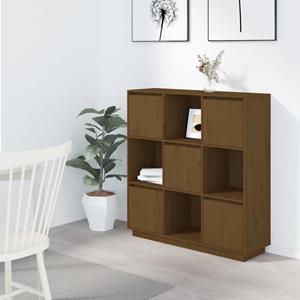 VidaXL Hoge kast 110,5x35x117 cm massief grenenhout honingbruin