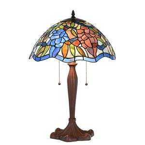 Clayre & Eef Lumilamp Tiffany Tafellamp Ø 41x60 Cm Blauw Glas Kunststof Rond Tiffany Bureaulamp Tiffany Lampen Glas In Lood Blauw