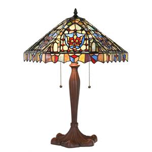 Clayre & Eef Lumilamp Tiffany Tafellamp Ø 47x60 Cm Beige Blauw Glas Kunststof Rond Tiffany Bureaulamp Tiffany Lampen Glas In Lood