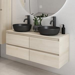 Fontana Proma badmeubel 120cm met zwarte waskommen beach eiken